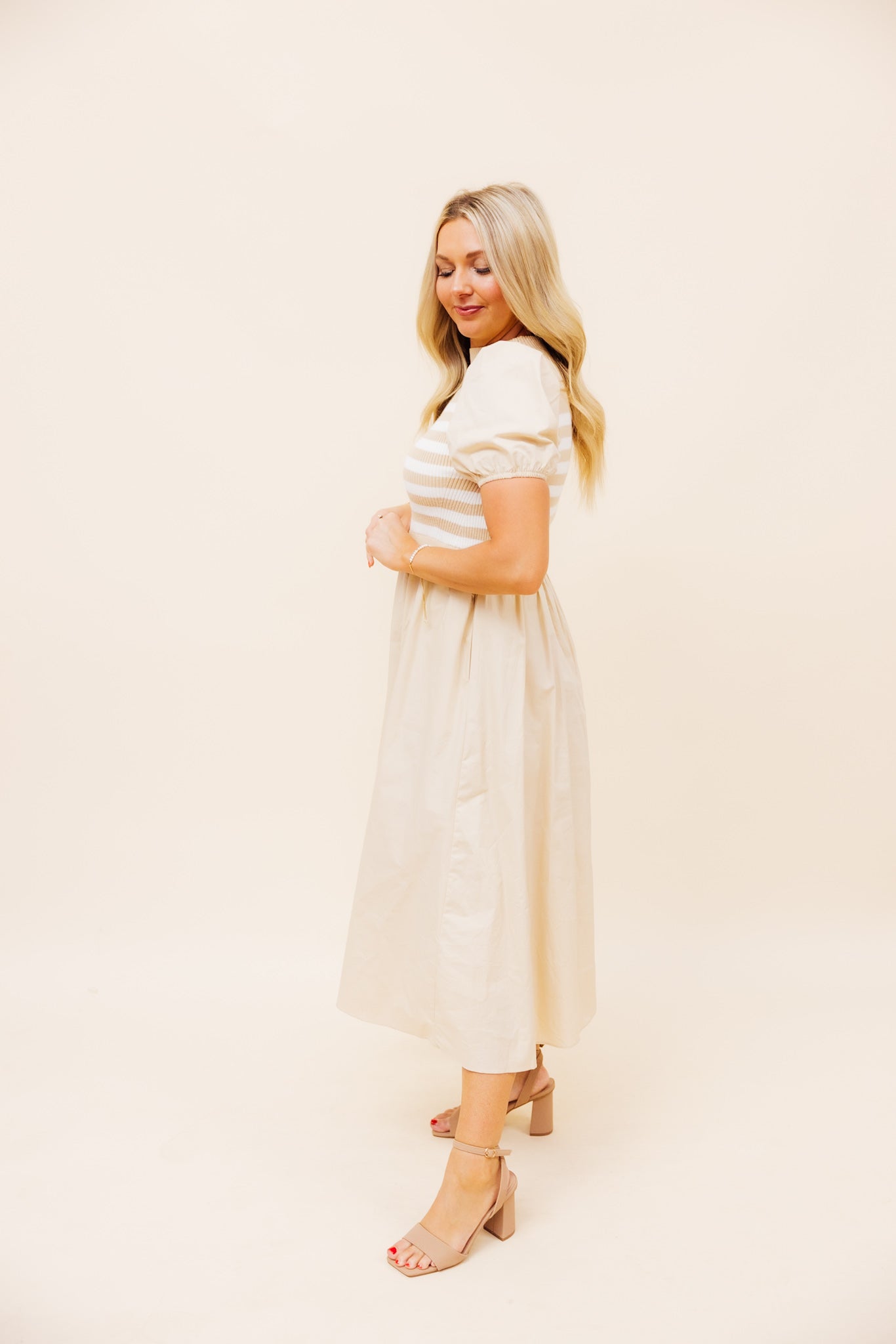 Sand Stripe Knit Maxi Dress